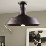 Vintage Iron Barn Dining Room Ceiling Light Fixture - 1 Black/White Semi Flush 10 14 Or 18 Diameter
