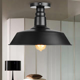 Vintage Iron Barn Dining Room Ceiling Light Fixture - 1 Black/White Semi Flush 10 14 Or 18 Diameter