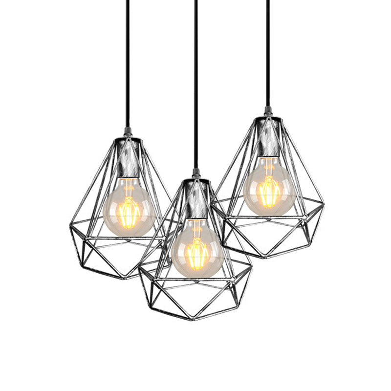 1-Light Pendant Ceiling Light - Wire Cage Wrought Iron Lamp (Country Style) Black/Copper/Gold Living
