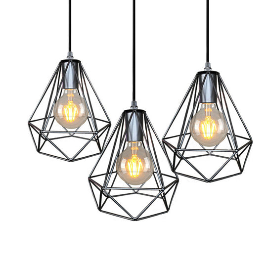 1-Light Pendant Ceiling Light - Wire Cage Wrought Iron Lamp (Country Style) Black/Copper/Gold Living