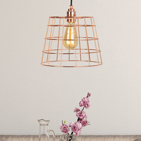 Copper Cone Iron Hanging Light Fixture – 1-Light Industrial Pendant Kit For Living Room