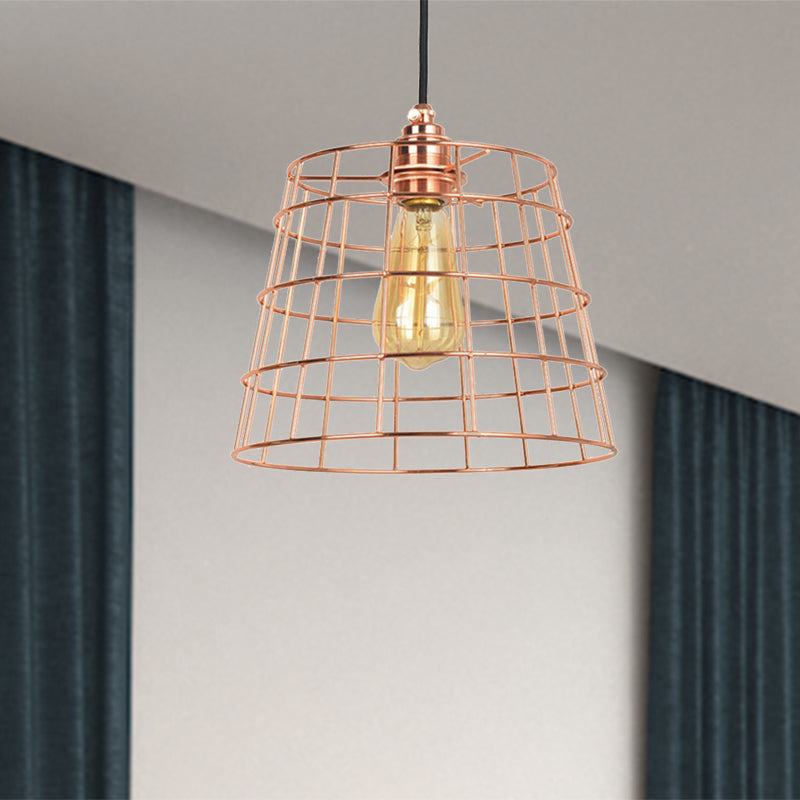 Copper Cone Iron Hanging Light Fixture – 1-Light Industrial Pendant Kit For Living Room