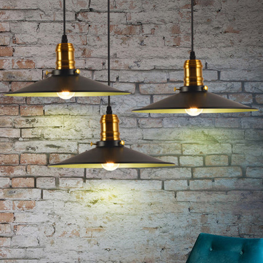Industrial Black Flared Single Bulb Metal Pendant Light - 8.5’/10’/12’ Wide Stylish Dining