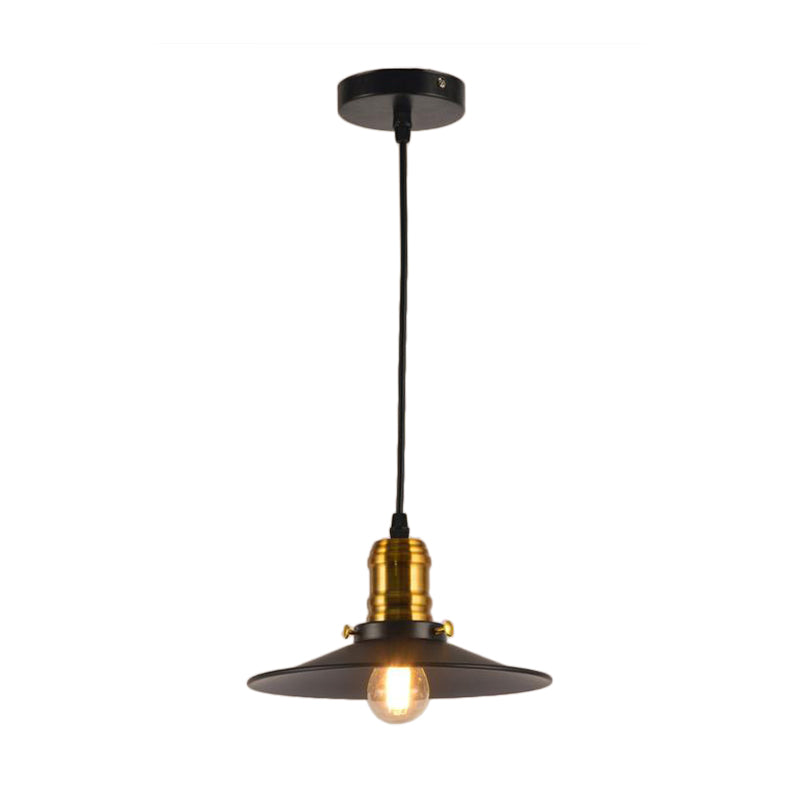 Industrial Black Flared Single Bulb Metal Pendant Light - 8.5’/10’/12’ Wide Stylish Dining
