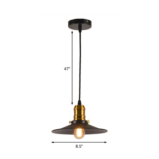 Industrial Black Flared Single Bulb Metal Pendant Light - 8.5’/10’/12’ Wide Stylish Dining