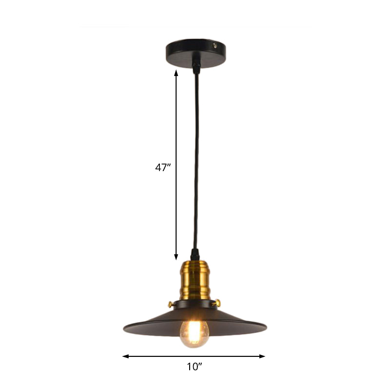 Industrial Black Flared Single Bulb Metal Pendant Light - 8.5’/10’/12’ Wide Stylish Dining