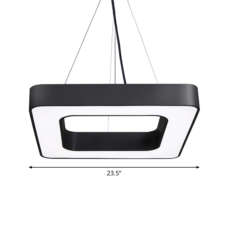 Nordic Black Metal Square Led Hanging Light Fixture For Dining Room - Modern Ceiling Suspension Lamp