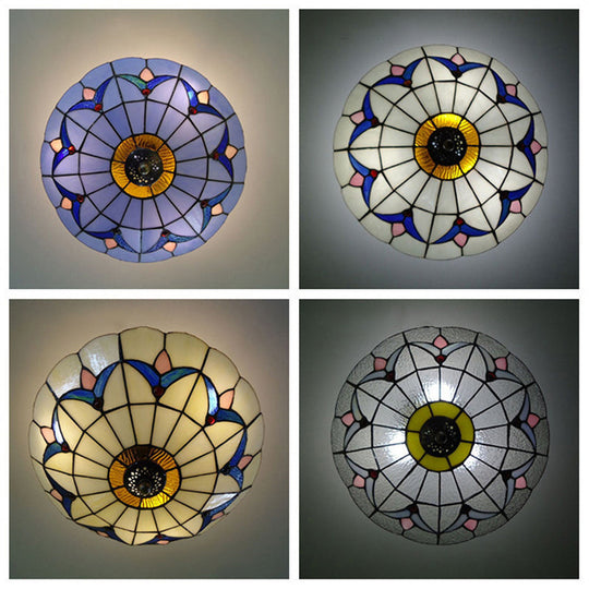 Rustic Style Dome Flush Mount Ceiling Light With Jewel Decoration (10’/12’ Inch) –