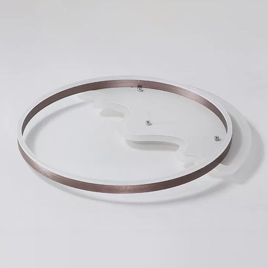 Contemporary Led Flush Mount Ceiling Light With Coffee - Colored Metal Ring - Ideal For Mountain
