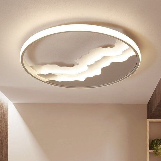 Modern Mountain Led Flush Mount Ceiling Light White / Round