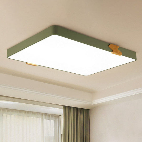 Simple Acrylic Led Ceiling Light- Square Shaped Bedroom Flush Mount Green / Small Rectangle