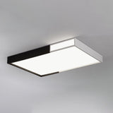Led Flush Mount Light In Simple Metal Black And White Quadrilateral Design