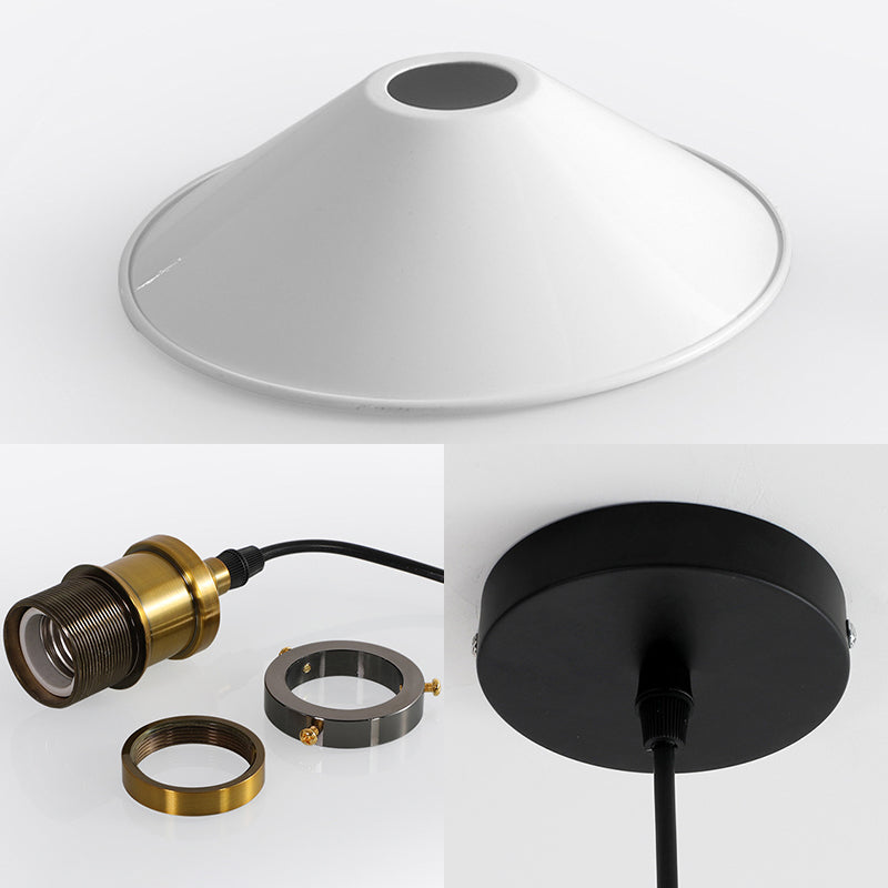 Industrial Metal Cone Pendant Light With Green/Grey Shade For Restaurants - 1-Light Hanging Lamp