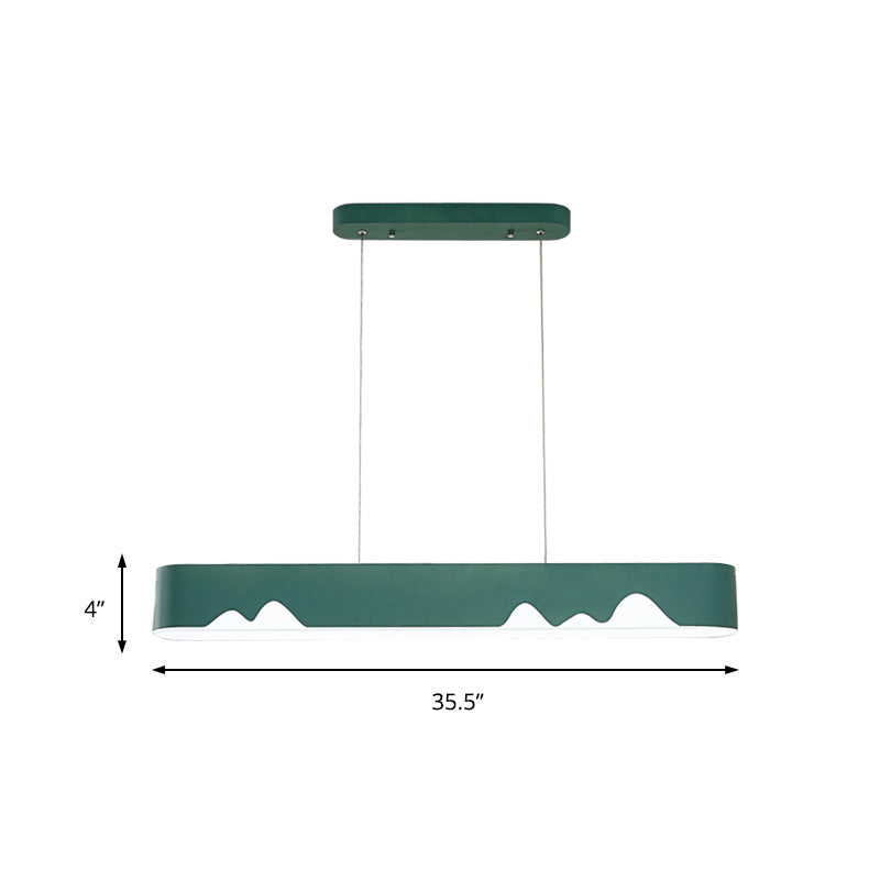 Lustre linéaire LED moderne - Blanc/noir/vert - Design rectangulaire - Plafonnier suspendu en blanc/lumière chaude - 35,5"/47" de large