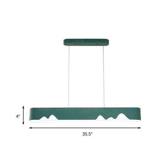 Lustre linéaire LED moderne - Blanc/noir/vert - Design rectangulaire - Plafonnier suspendu en blanc/lumière chaude - 35,5"/47" de large