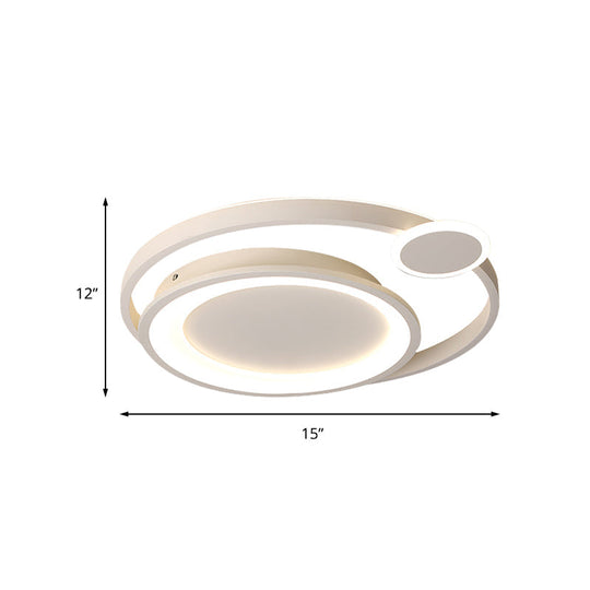 Nordic Metal Ceiling Mounted Led Flush Mount Light In Black/White With Wide Orbit Design -