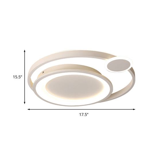 Nordic Metal Ceiling Mounted Led Flush Mount Light In Black/White With Wide Orbit Design -