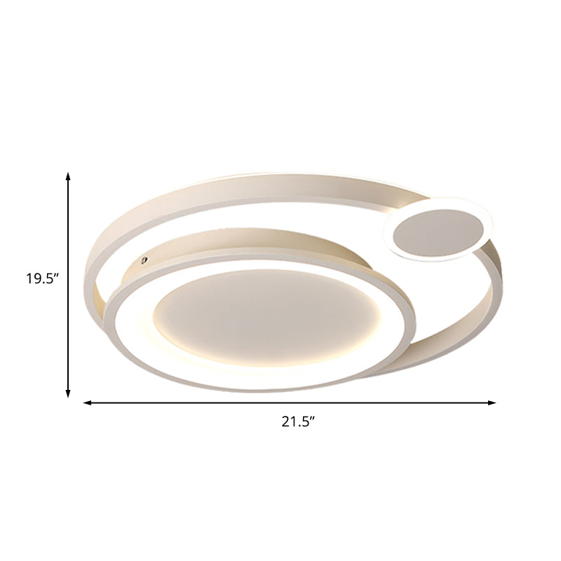 Nordic Metal Ceiling Mounted Led Flush Mount Light In Black/White With Wide Orbit Design -