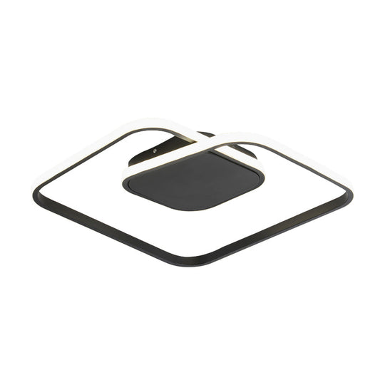 Modern Led Square Flush Ceiling Light In White/Black/Gold For Bedroom Acrylic Design Warm/White
