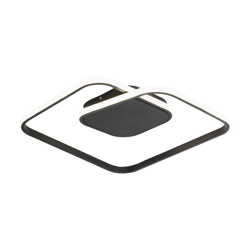 Modern Led Square Flush Ceiling Light In White/Black/Gold For Bedroom Acrylic Design Warm/White