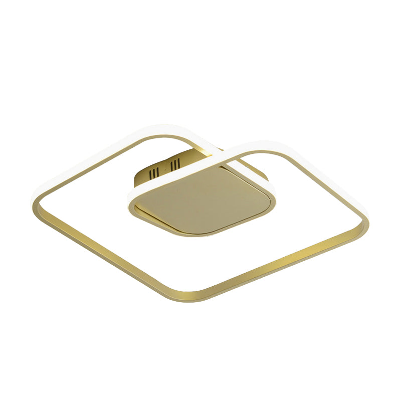 Modern Led Square Flush Ceiling Light In White/Black/Gold For Bedroom Acrylic Design Warm/White