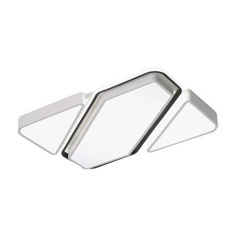 Modern Metal White Led Flush Ceiling Light With Acrylic Diffuser - Spliced Rectangle Design