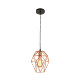 Rose Gold Geometric Hanging Light - Simplicity 1-Light Pendant Fixture For Dining Room