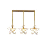 Simplicity Gold Star Cage Ceiling Light - Multi Bulb Metal Pendant For Dining Room