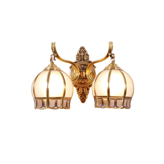 Vintage Globe Cream Glass Wall Light Fixture In Gold - Mounted Lamp For Living Room