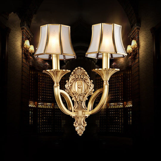 Gold Frost Glass Flare Wall Mounted Light - Classic Corridor Lighting 2 /