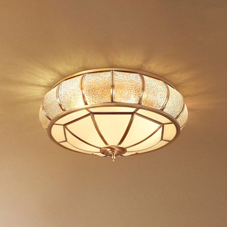 Gold Ripple Glass Flush Mount Lighting: Classic Donut-Shaped Fixture Ideal For Dining Rooms 4 /