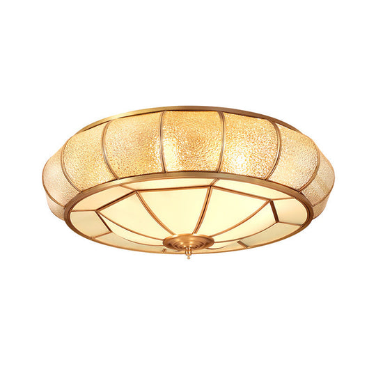 Gold Ripple Glass Flush Mount Lighting: Classic Donut - Shaped Fixture Ideal For Dining Rooms
