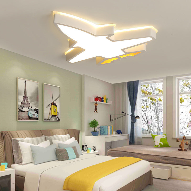 White Acrylic Led Flush Mount Light: Plane Shape Simplicity Nursery Ceiling Lighting