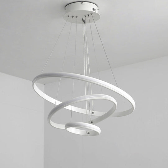 Modern Tiered Circle Led Chandelier Light For Living Room In White