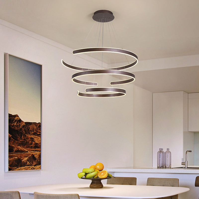 Artistic Curved Led Suspension Light - Aluminum Chandelier For Living Room Coffee / Small Warm