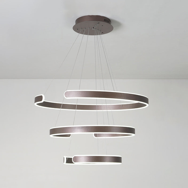 Artistic Curved Led Suspension Light - Aluminum Chandelier For Living Room