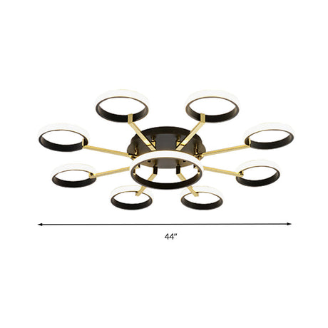 Sputnik Modern Acrylic Flush Mount Ceiling Light With Integrated Led 7/9 Lights Black For Living