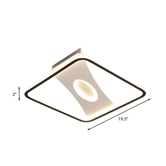 Modern Black And White Led Ceiling Light For Bedroom - Square/Rectangular Acrylic Flush Mount In