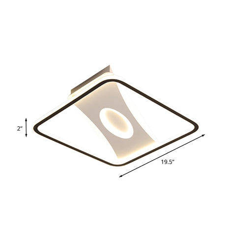 Modern Black And White Led Ceiling Light For Bedroom - Square/Rectangular Acrylic Flush Mount In