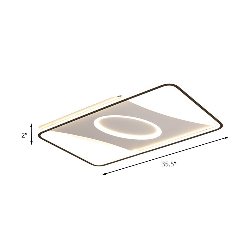 Modern Black And White Led Ceiling Light For Bedroom - Square/Rectangular Acrylic Flush Mount In