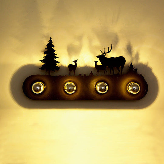 Metallic Silhouette Wall Mount Light: Elegant 4-Head Rustic Lighting For Restaurants Rust / B