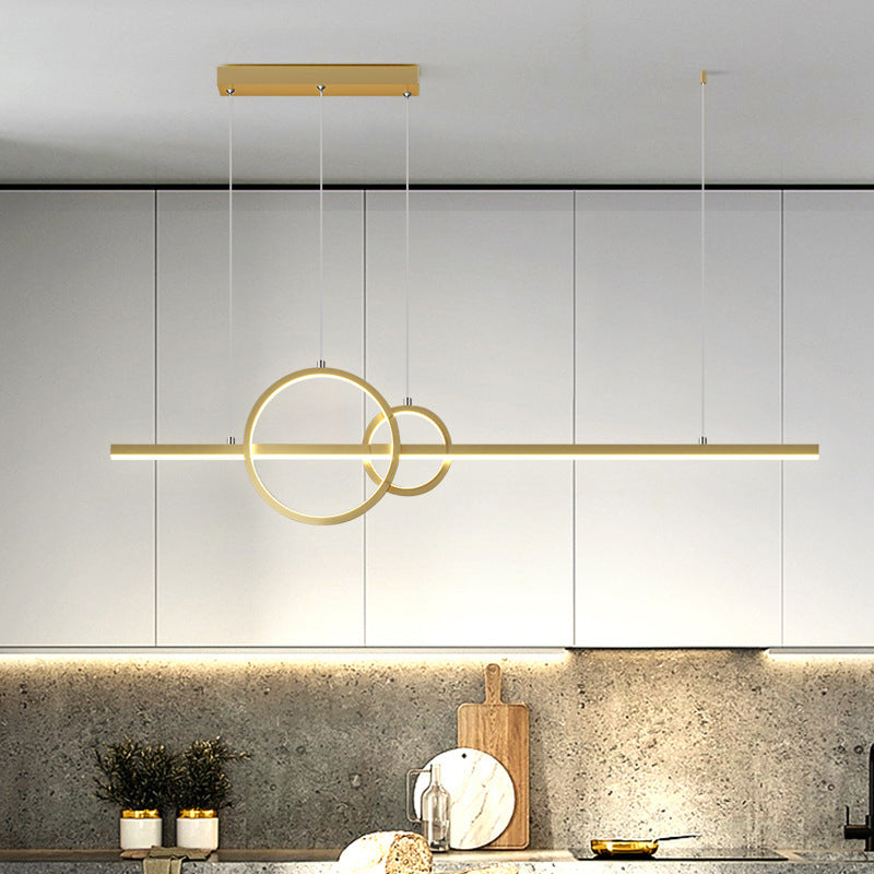 Minimalist Led Ceiling Light For Kitchen Island - Linear And Ring Design
