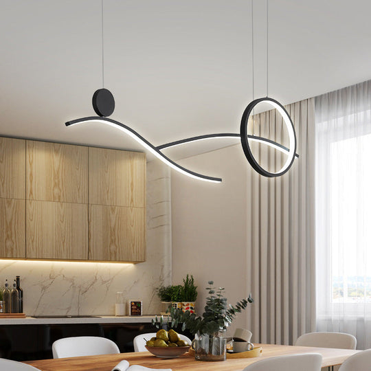 Minimalist Metal Led Hanging Light For Dining Room And Kitchen Island