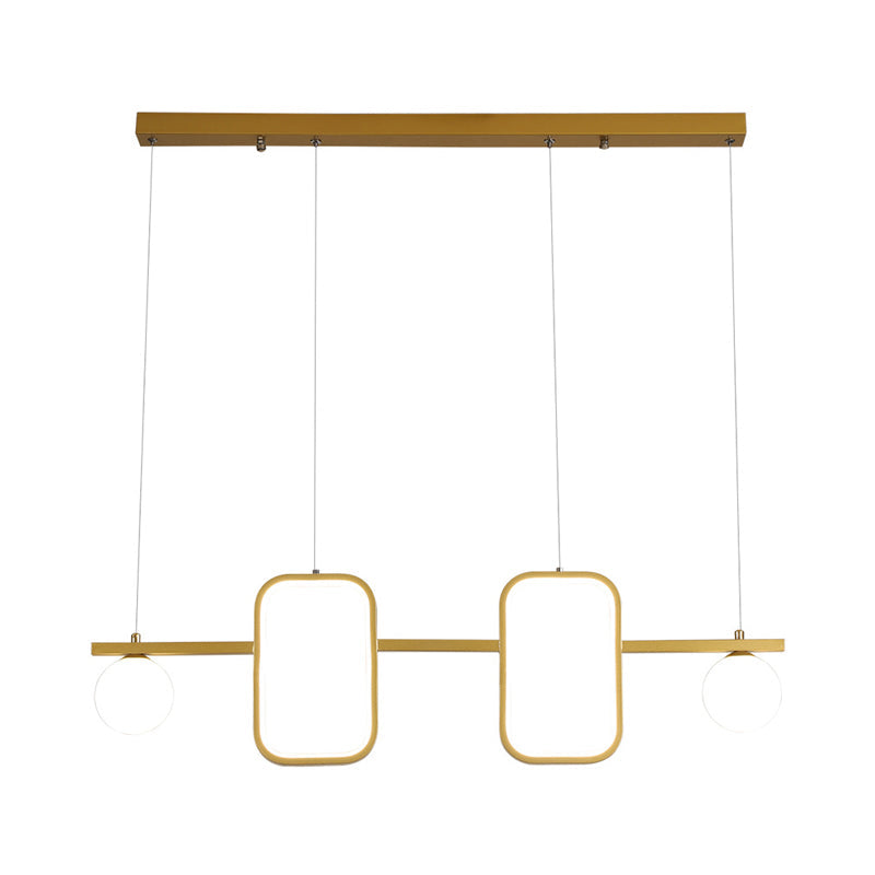 Minimalist Metal Dining Room Island Ceiling Light With Symmetrical Geometric Led Design And Cream