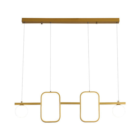 Minimalist Metal Dining Room Island Ceiling Light With Symmetrical Geometric Led Design And Cream