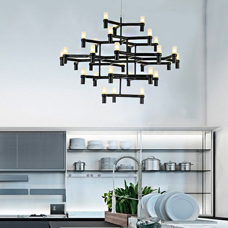 Modern Nordic Led Chandelier Lamp - Multi Layered Black/Silver/White Living Room Hanging Light Black