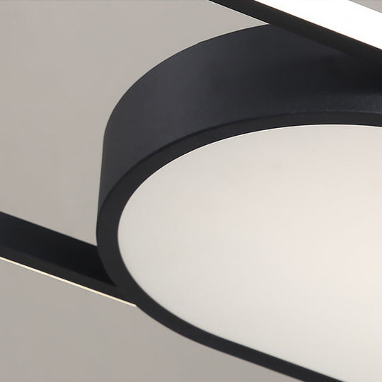 Sleek Oval Acrylic Chandelier Light – Simple Style In Black Or White With Led Choose Warm Natural