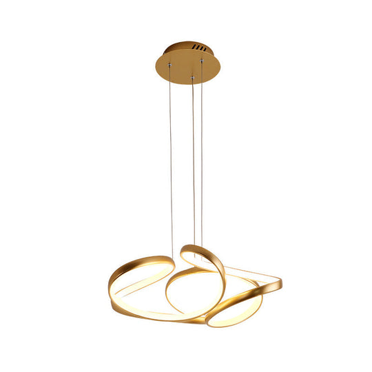 Simple Gold/Coffee Wave Acrylic Chandelier Led Hanging Lamp Ideal For Dining Room 14’’/19.5’’ Wide