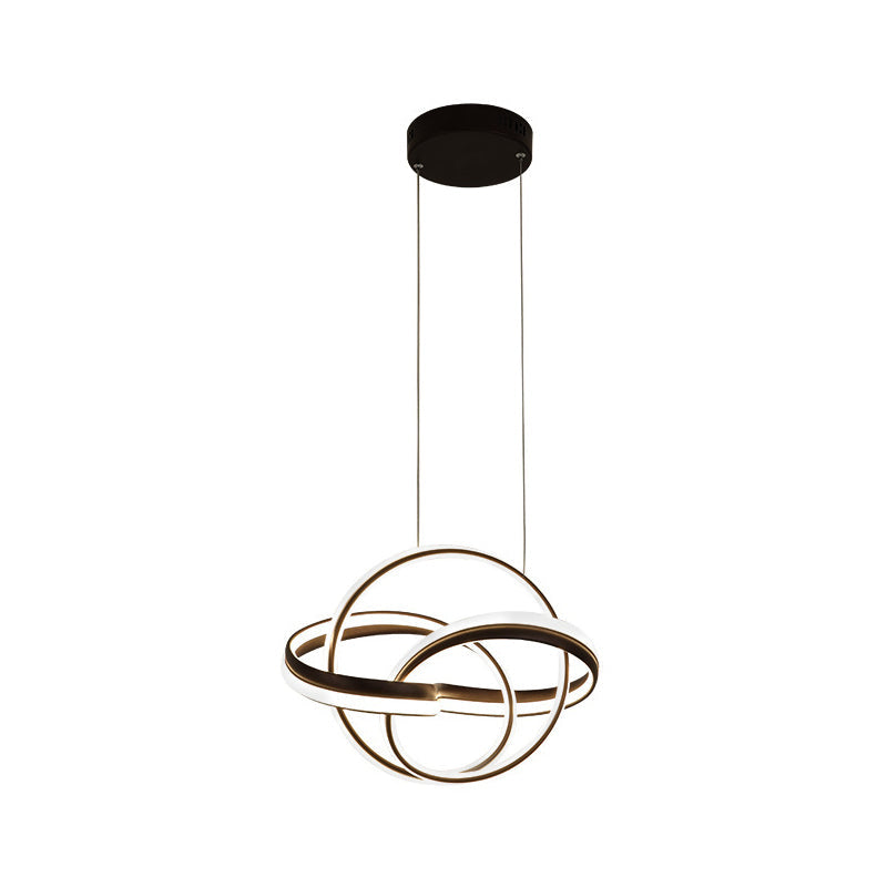 Modern Led Chandelier: Sleek Curve Design Acrylic White/Coffee Pendant Light For Living Room