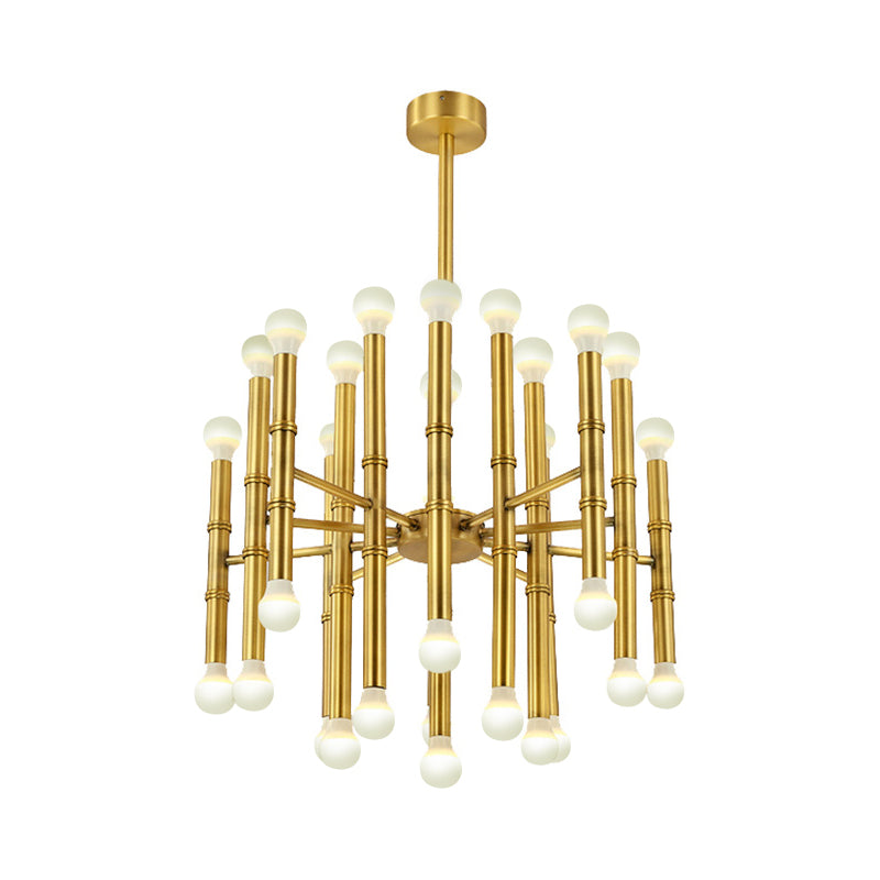 Modern Metal Flute Chandelier - 30 Lights Black/Silver/Gold Living Room Suspension Light